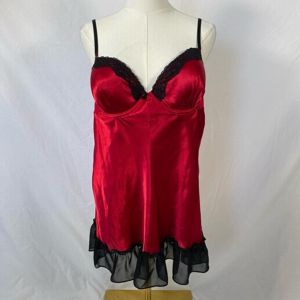 Apt 9 red black slip top size xl whimsigoth lingerie dainty